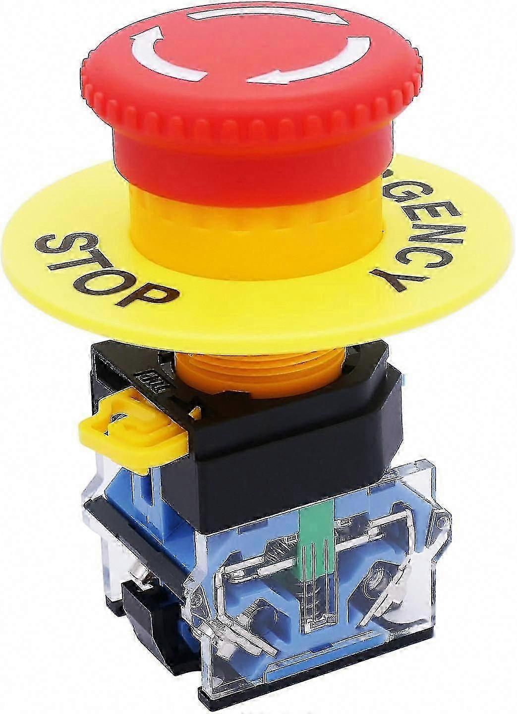 Ac 440v 10a Red Mushroom Emergency Stop Push Button Switch 22mm No Nc La38-11zs