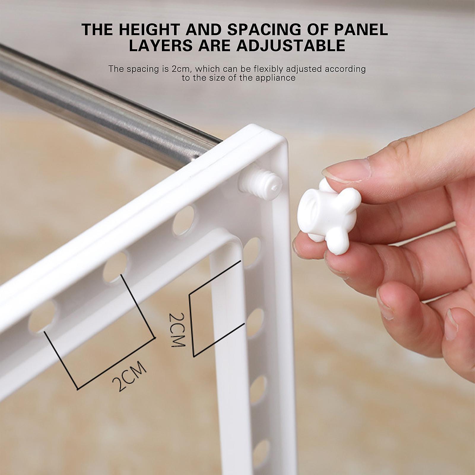 Organizer Per Sottolavello 2 Ripiani - Scaffale Estraibile In Acciaio Per Bagno E Cucina, Bianco