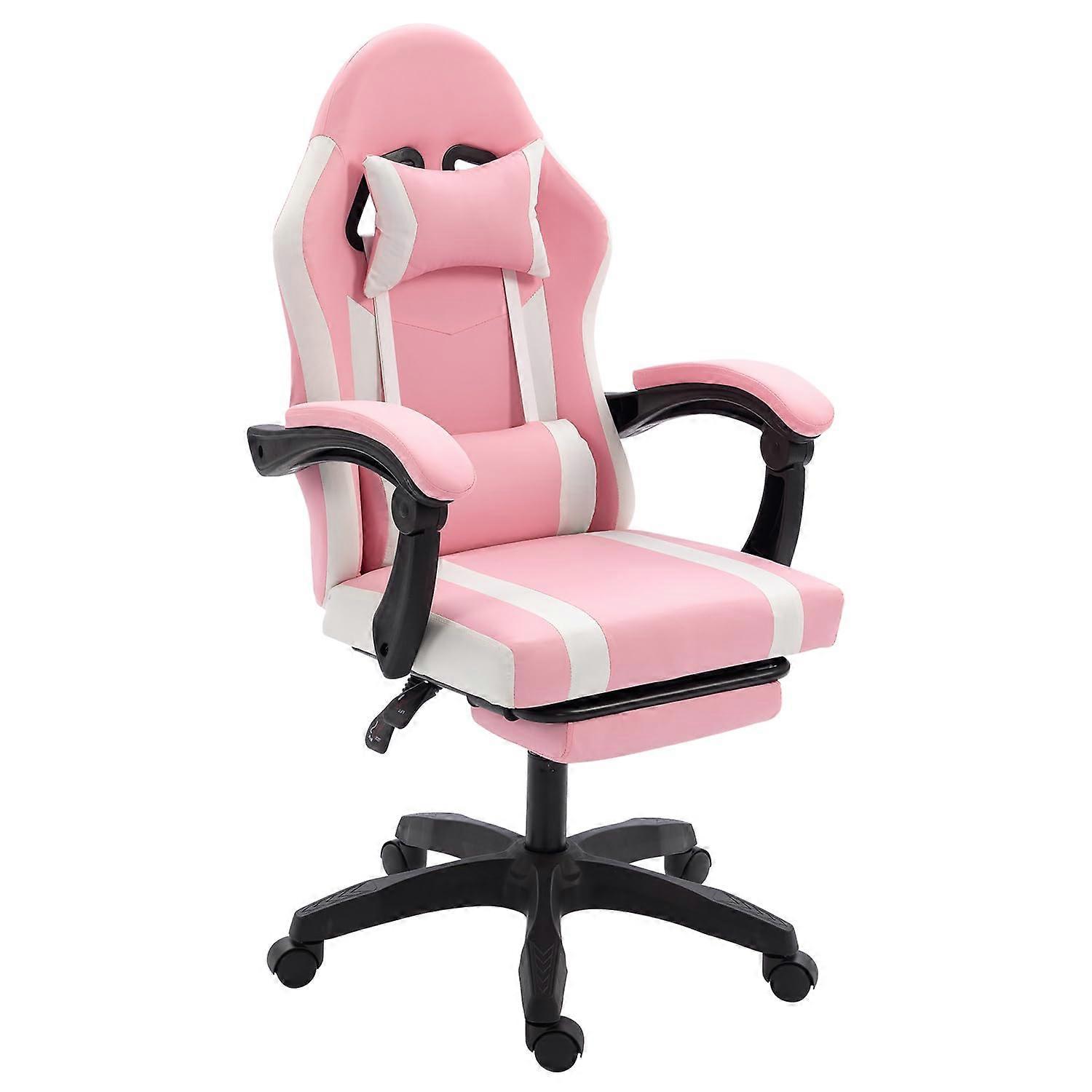 Pink Ergonomic Gaming Chair with Reclining Backrest, Height Adjustable Seat, Lumbar Support for Teens and Adults