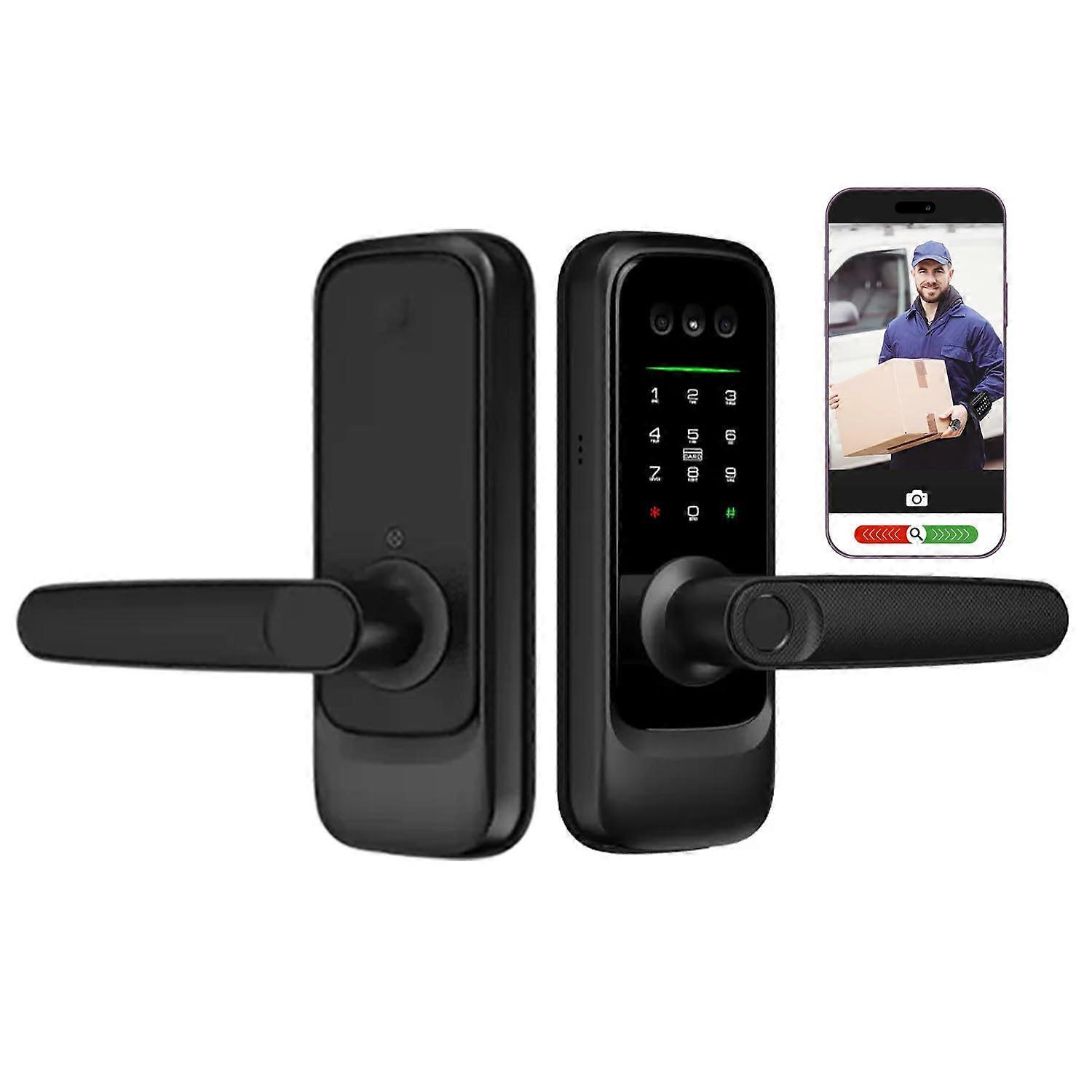 3D Face Recognition Smart Door Lock with HD Camera, Fingerprint and Palm Vein Keyless Entry