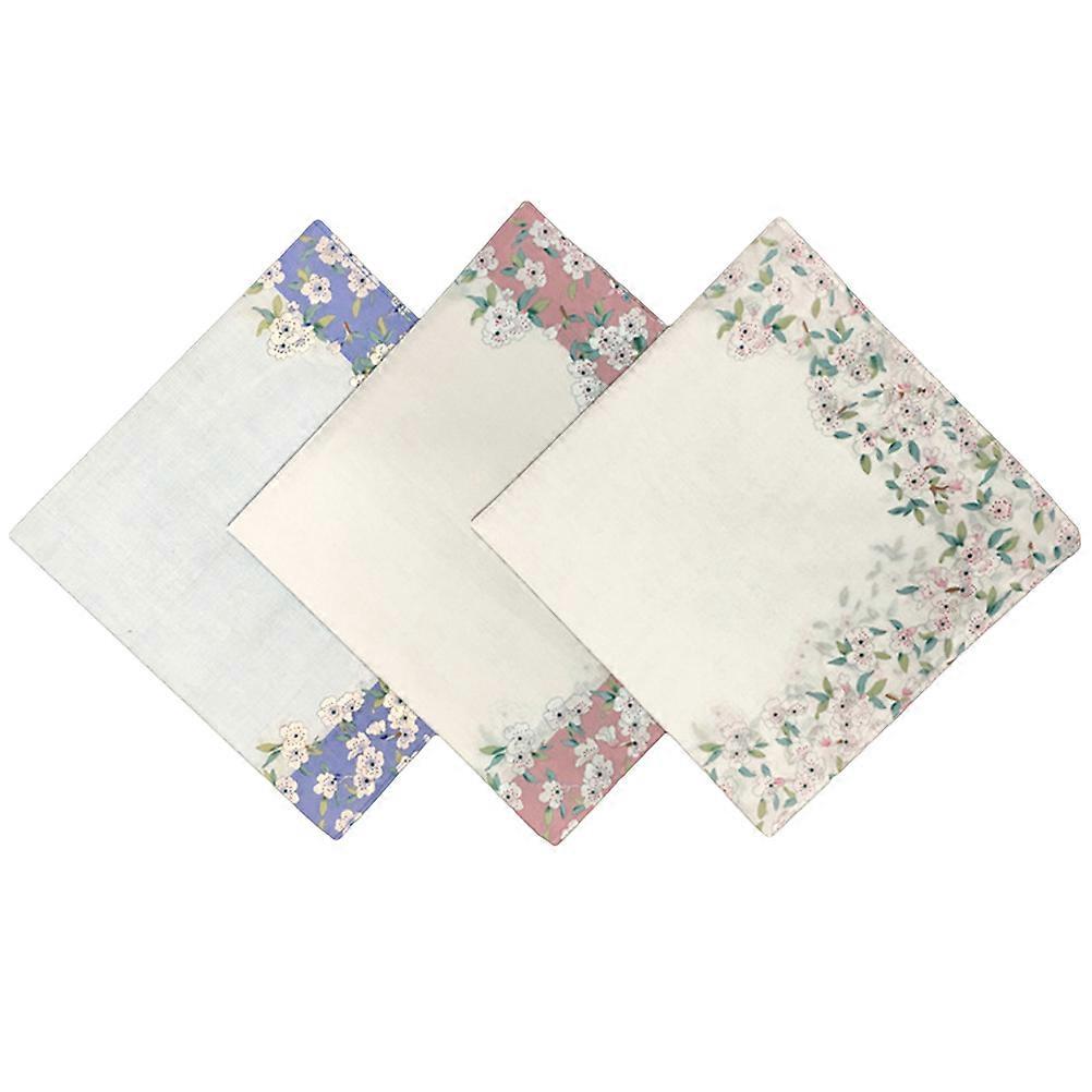 Womens Cotton Handkerchief Printed Sweat-Absorbent Square 3Pcs