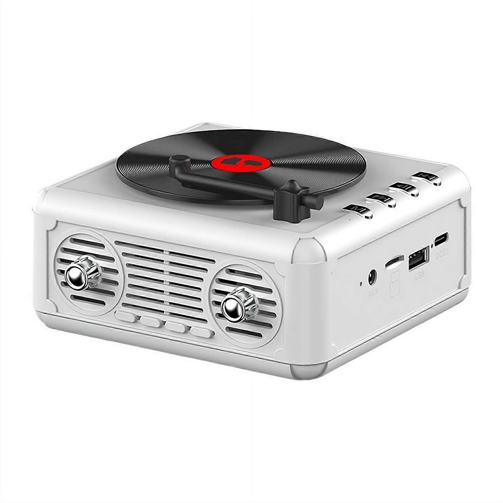 Retro Bluetooth Speaker With FM Radio And TF Card Play, Portable Wireless Speaker, 3 Modes, USB Rechargeable, White