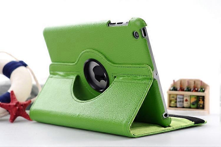 Case For Ipad Mini4/5 Green Lychee Pattern Rotating Support Adjustable Sleep Bracket