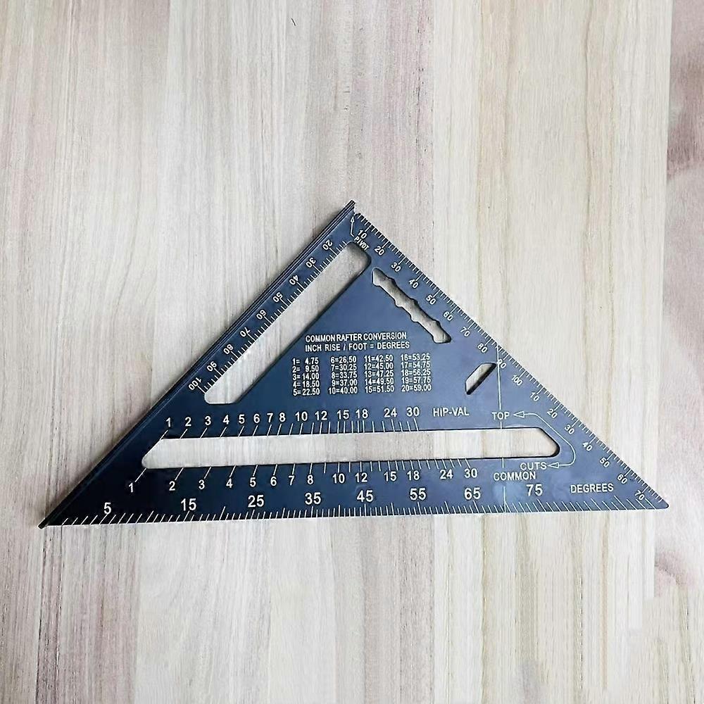 Esquadro de alumínio de 7 polegadas com régua triangular, esquadro de velocidade, ferramenta de medição de ângulos em polegadas e milímetros para carpintaria e marcenaria.