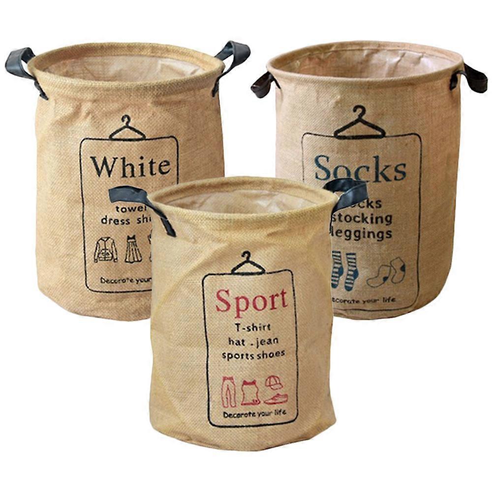 Foldable Laundry Hamper 6Pcs For Bath And Dorm Light Brown Fabric Clothes Classification Baskets With Handle