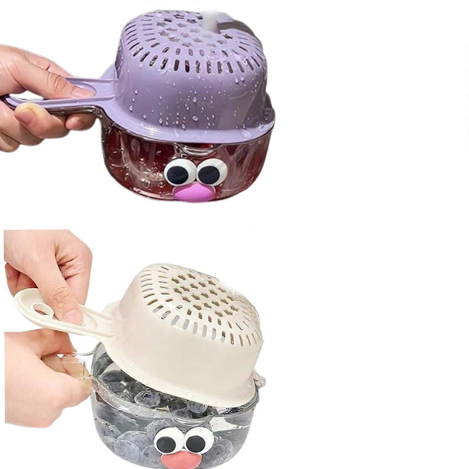 Practical Vegetable Washing Basket Incorporating Drainer Function and Fun Handle for Enjoyable Cooking Experiences  White