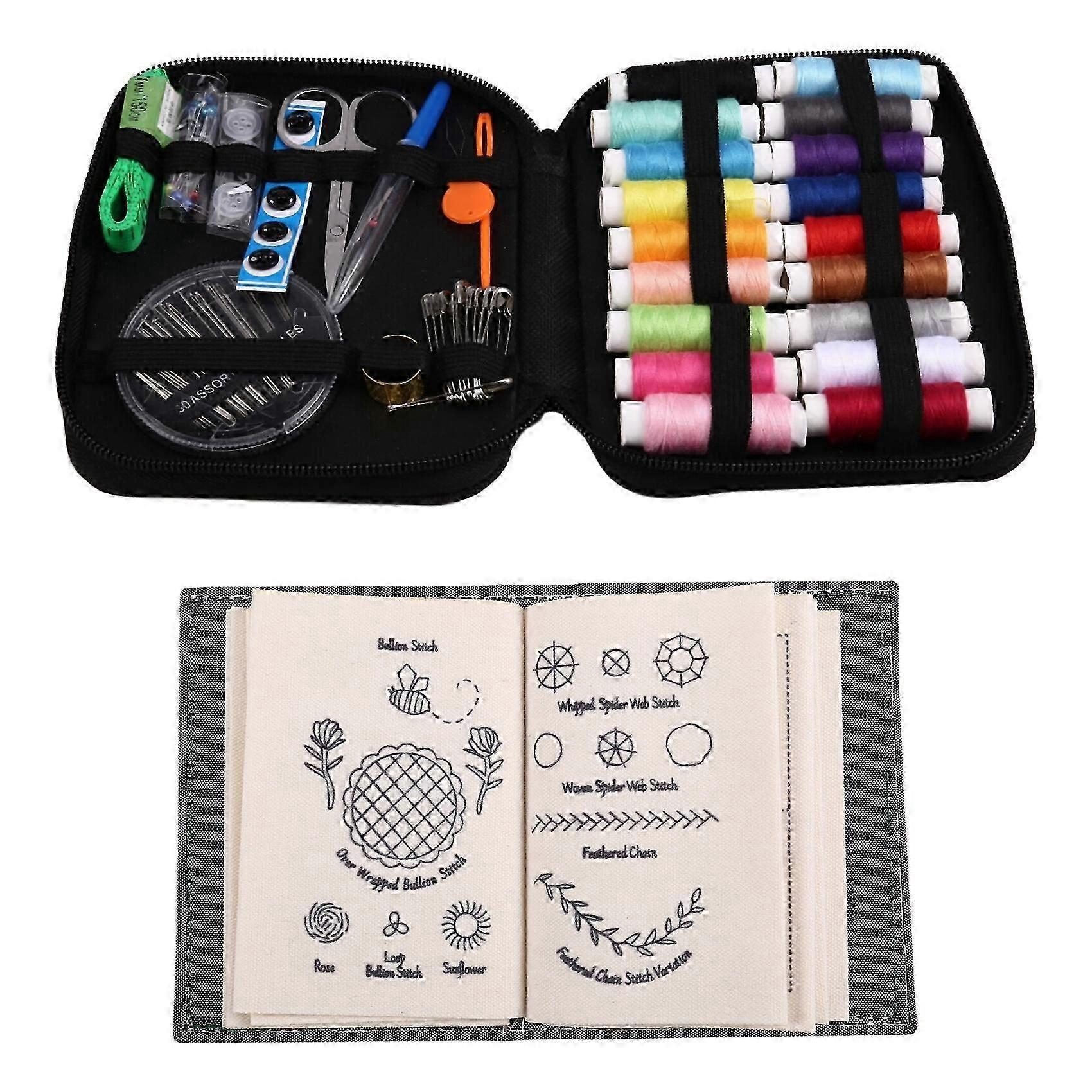 DIY Stitch Book with Tool Set,Embroidery Felt Book with Needle and Thread Sewing Patterns for Beginners,EmbroideryGift,B