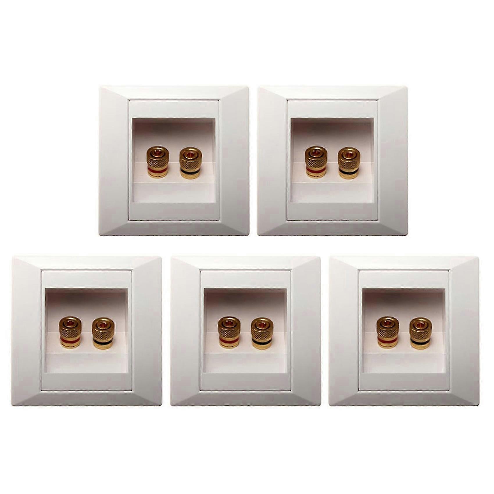 5X Wall Socket Connection Port with 2 Jack Speaker White  Edition 1218