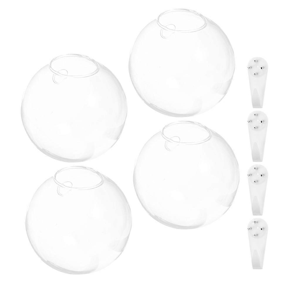 Hydroponic Vase Transparent Glass Wall Mounted for Plants 1Set