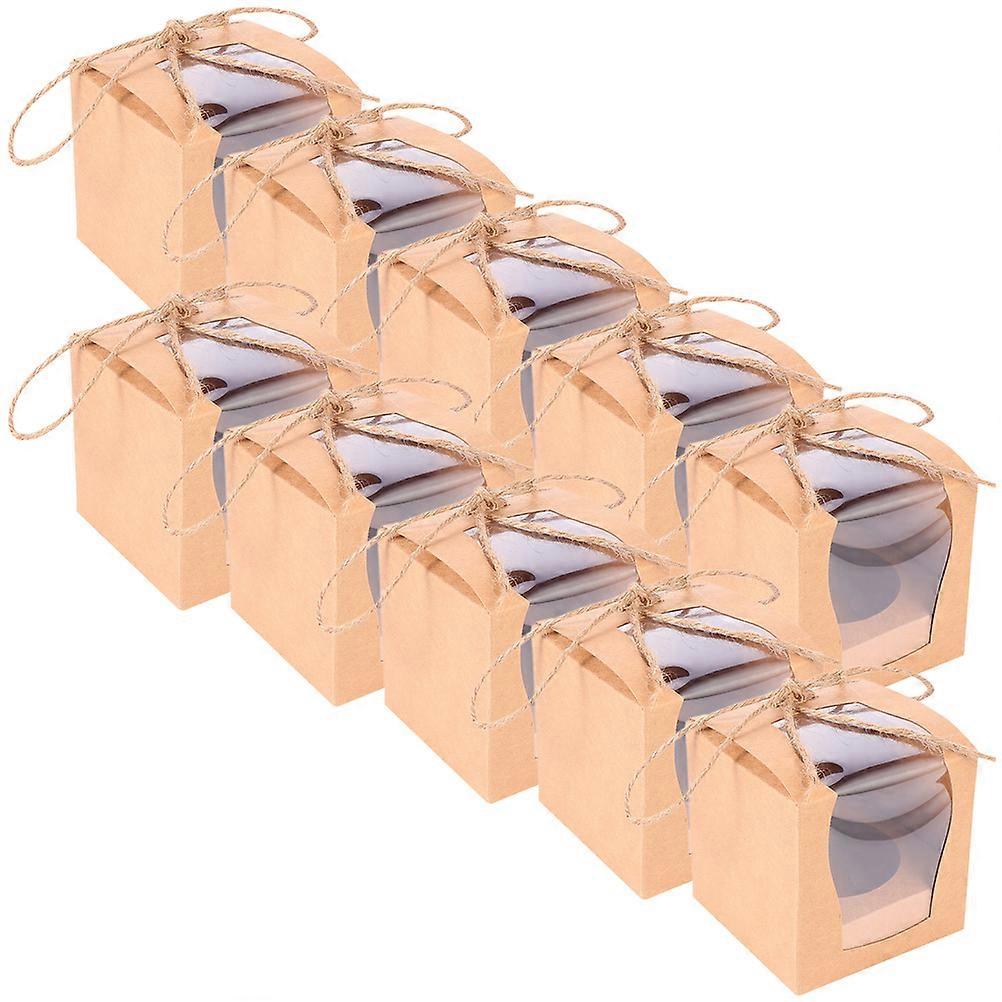 Bakery Boxes with Window Kraft Paper Cupcake Boxes for Storage Use 10Pcs