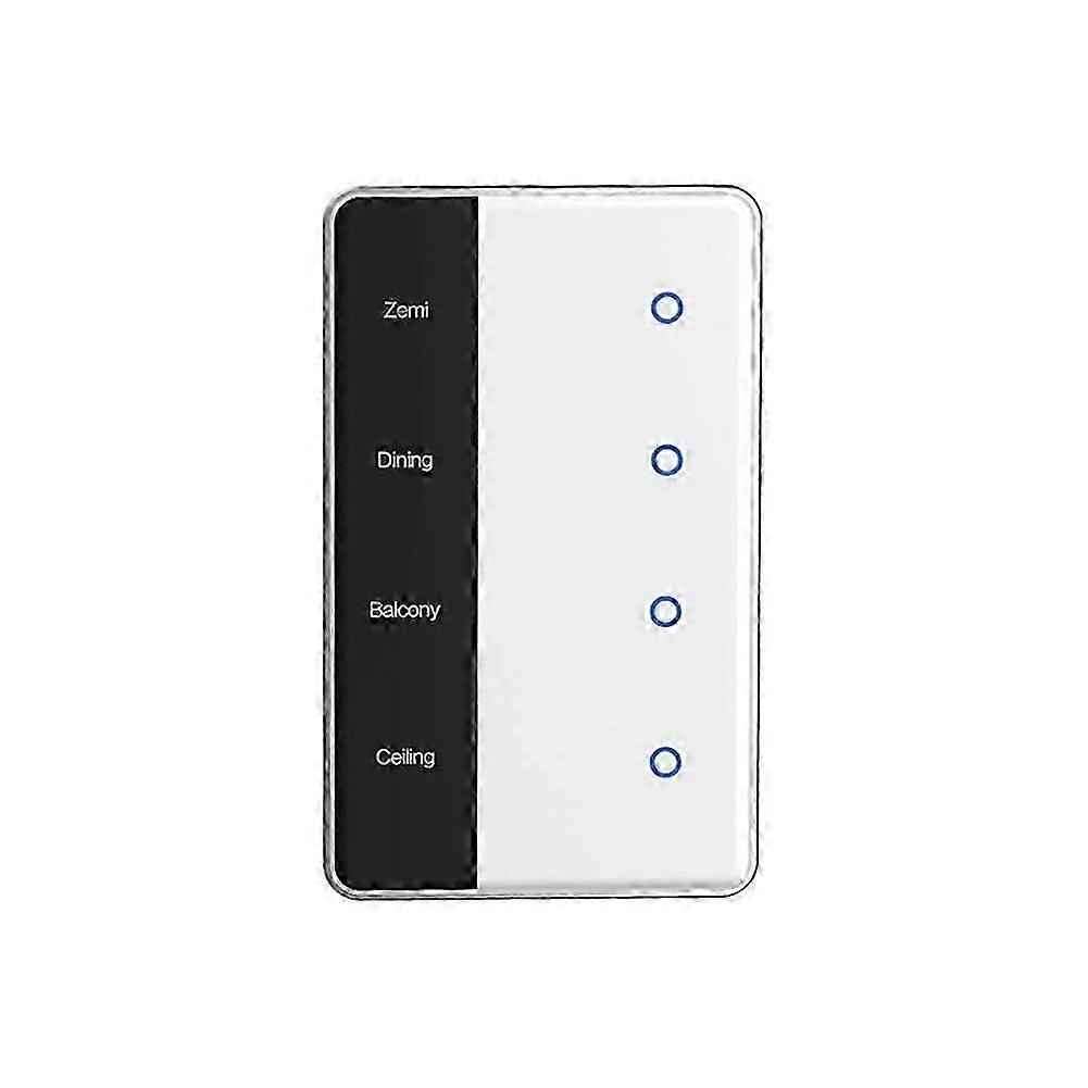 TUYA Zigbee DIY Name Switch 4 Gang Smart Touchscreen Switch US Type Work with Tuya Home Voice Control