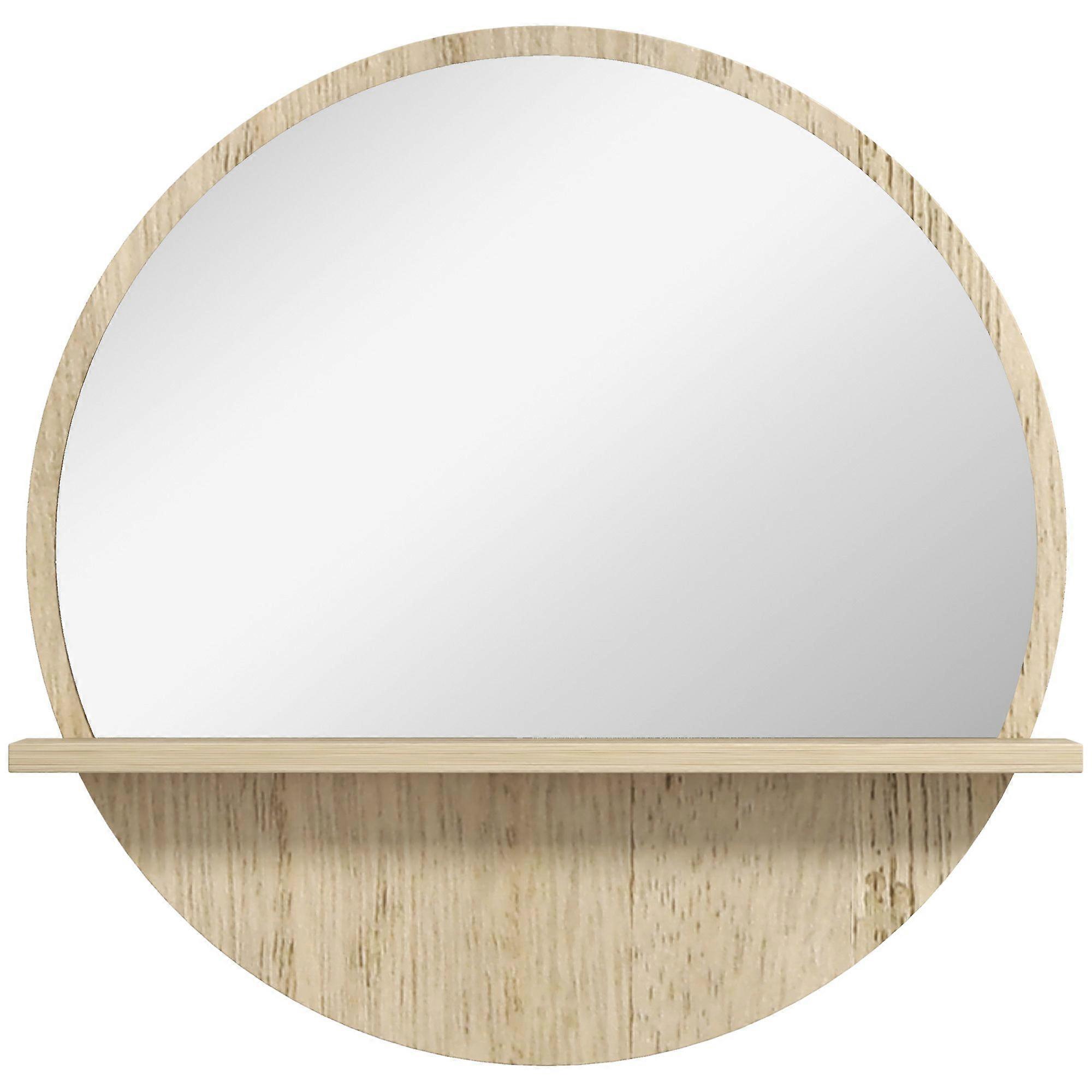 Round Home Mirror with Shelf Compatible with