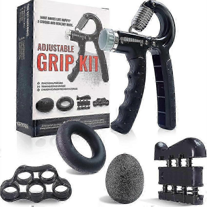 5pcs Hand Grip Adjustable Power Forearm Exerciser Trainer Kit 25-26