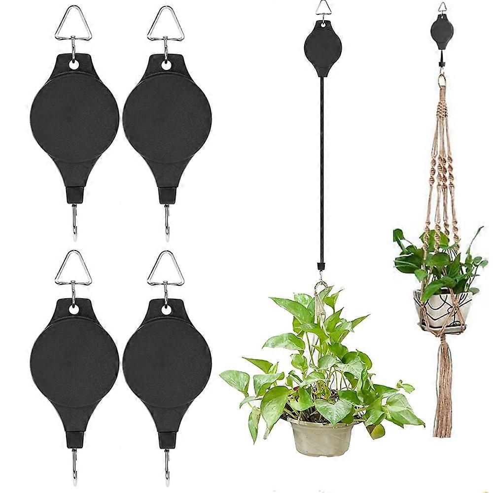 4pcs Plant Pulley Retractable Hanger Hanging Hook Flower Basket Tool