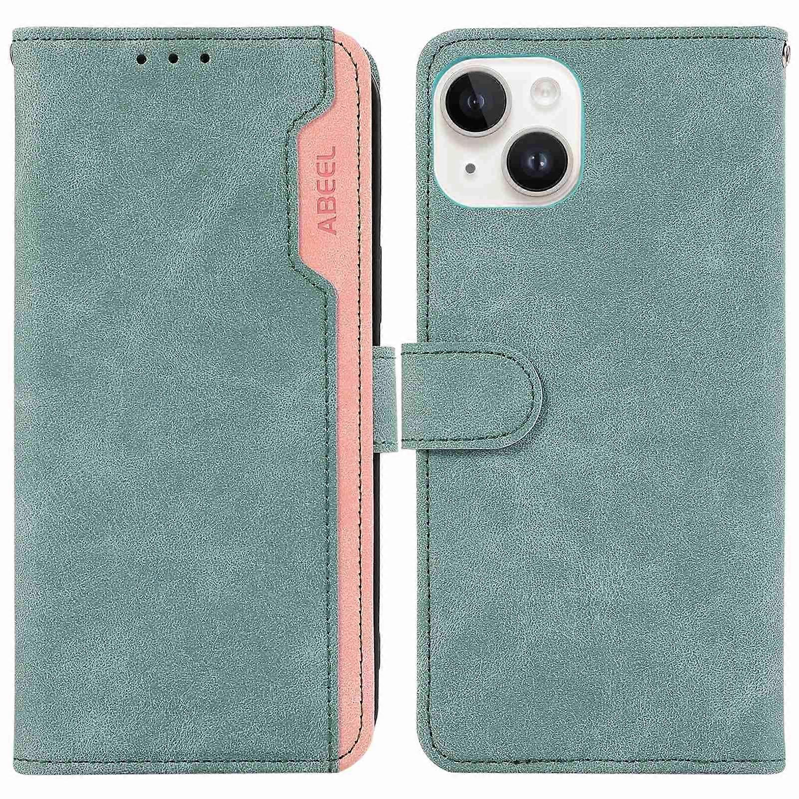 ABEEL For iPhone 15 Case RFID Blocking Stand PU Leather Phone Protective Shell