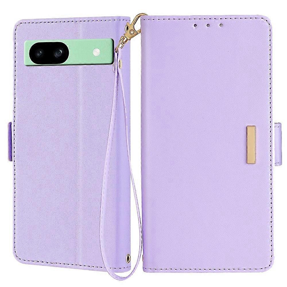 For Google Pixel 8a Leather Wallet Case RFID Blocking Stand Cover with Hand Strap