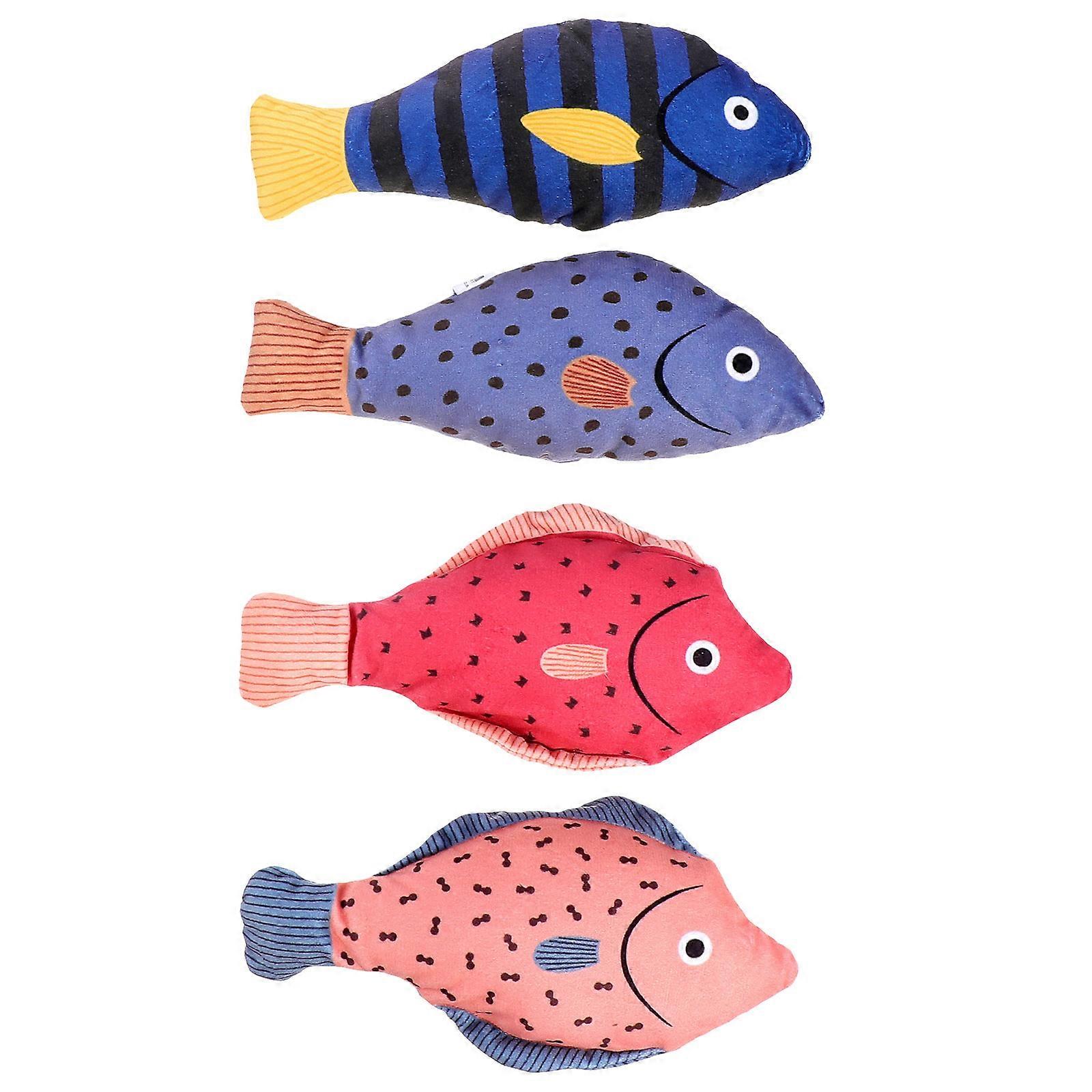 Interaktives Katzenspielzeug, Plüschfischform, 4er-Pack