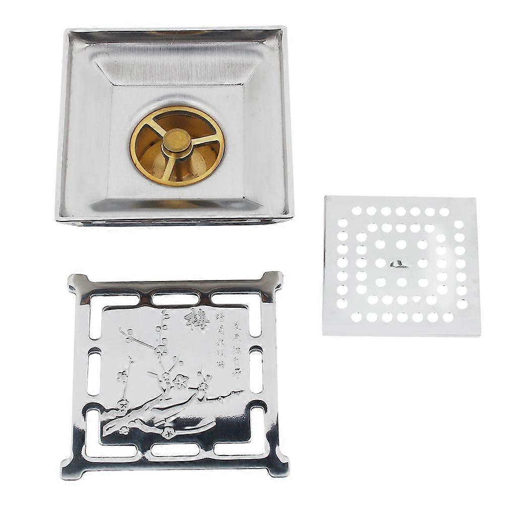 Square Bathroom Shower Floor Drain with Thick Insert