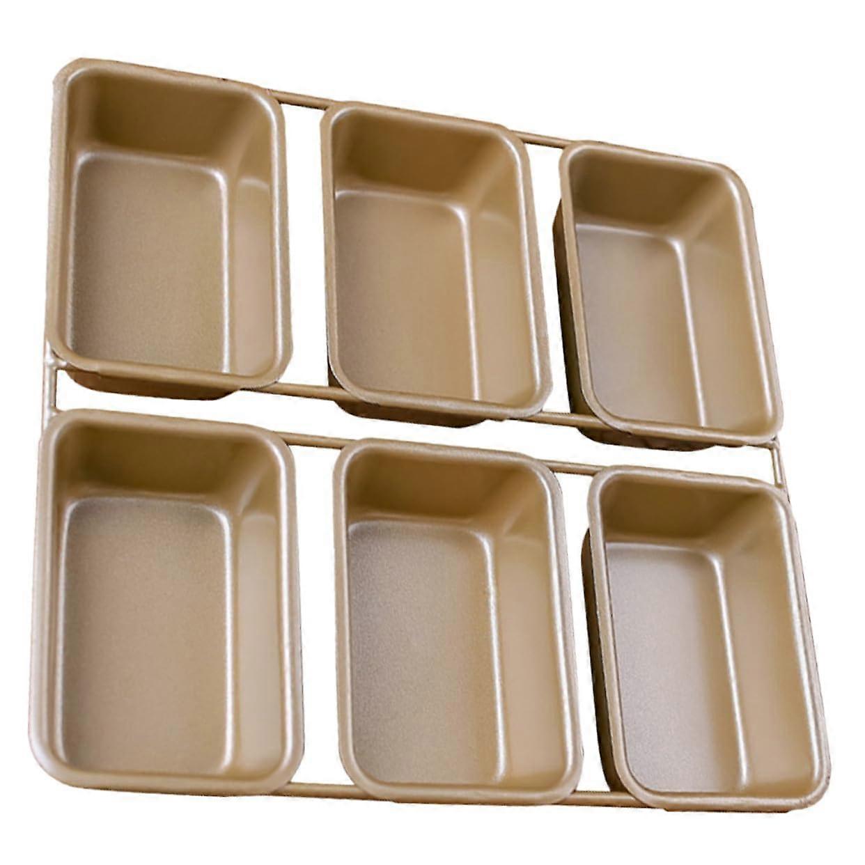 Rectangular NonStick Bread Baking Tray with 6 Grids,  Temp Resistant Cake Mold for Home Baking