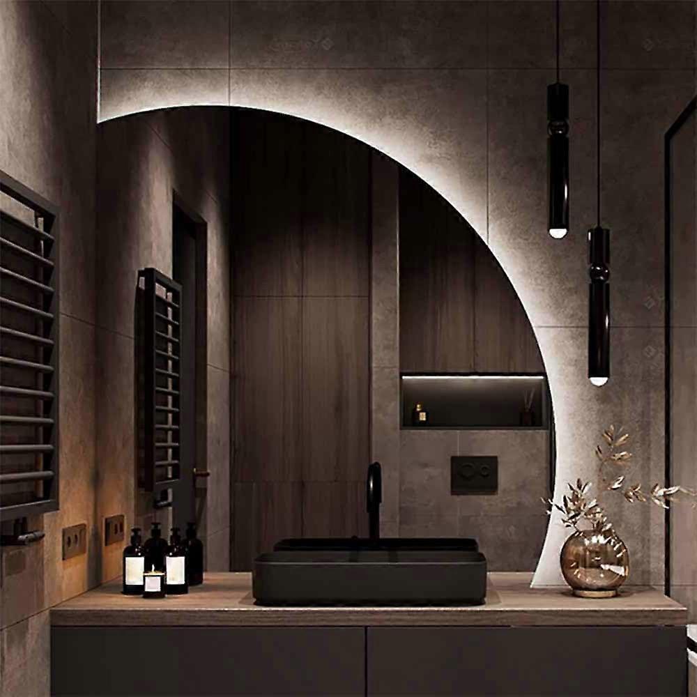 40 Inch Half Circle LED Bathroom Mirror, Dimmable Backlit Vanity Mirror with Defogger, Touch Control