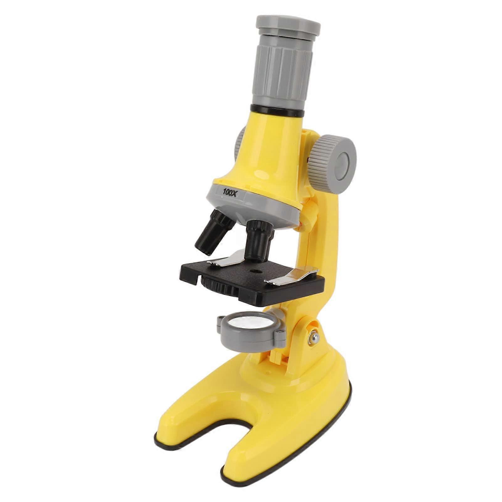 Kids Microscope with Dual Light, 1200X Triple Magnification, Smartphone Support, Yellow Durable Design