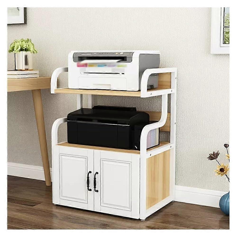 White 3 Tier Printer Stand with Storage Shelves, Strong LoadBearing Table for Home Office