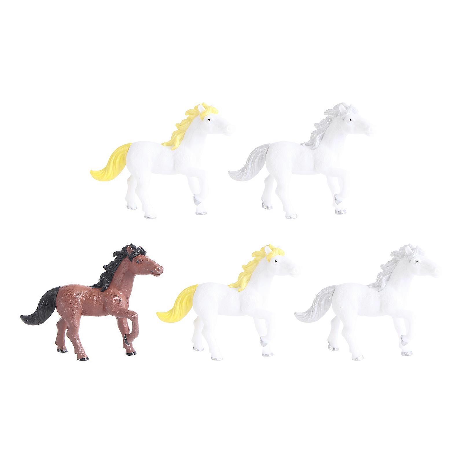 Mini Horse Model Small Horse Figurines for Decor 5Pcs PVC Material