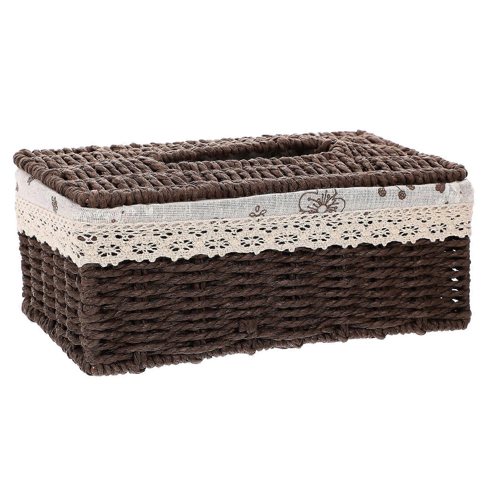 Home Use Handwoven Tissue Box Coffee for Organizing Desktop Tissue Holder