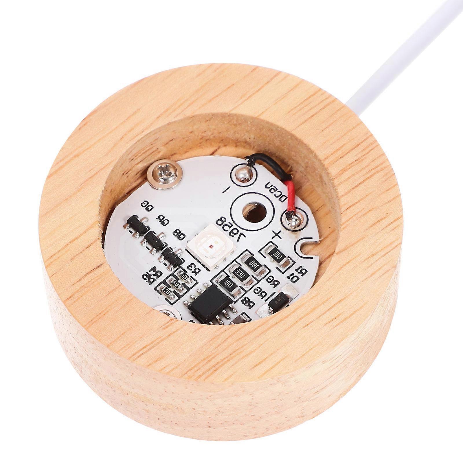 3Pcs Wood Display Stand with LED Light Base for Crystal Art