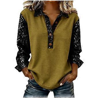 Kukoosong Casual Pullover met lange mouwen voor dames, met button-down kraag en sportieve pasvorm, effen polyester sweatshirt voor dagelijks gebruik in de herfst en winter.