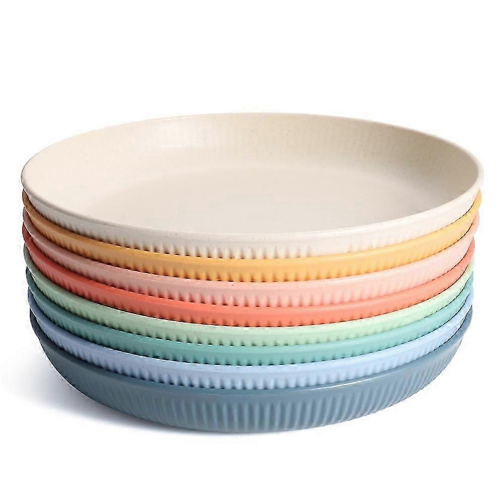 8 Pack Unbreakable Microwave Safe Plates 9 Inch Dishwasher Safe Durable Plastic Dinnerware Set