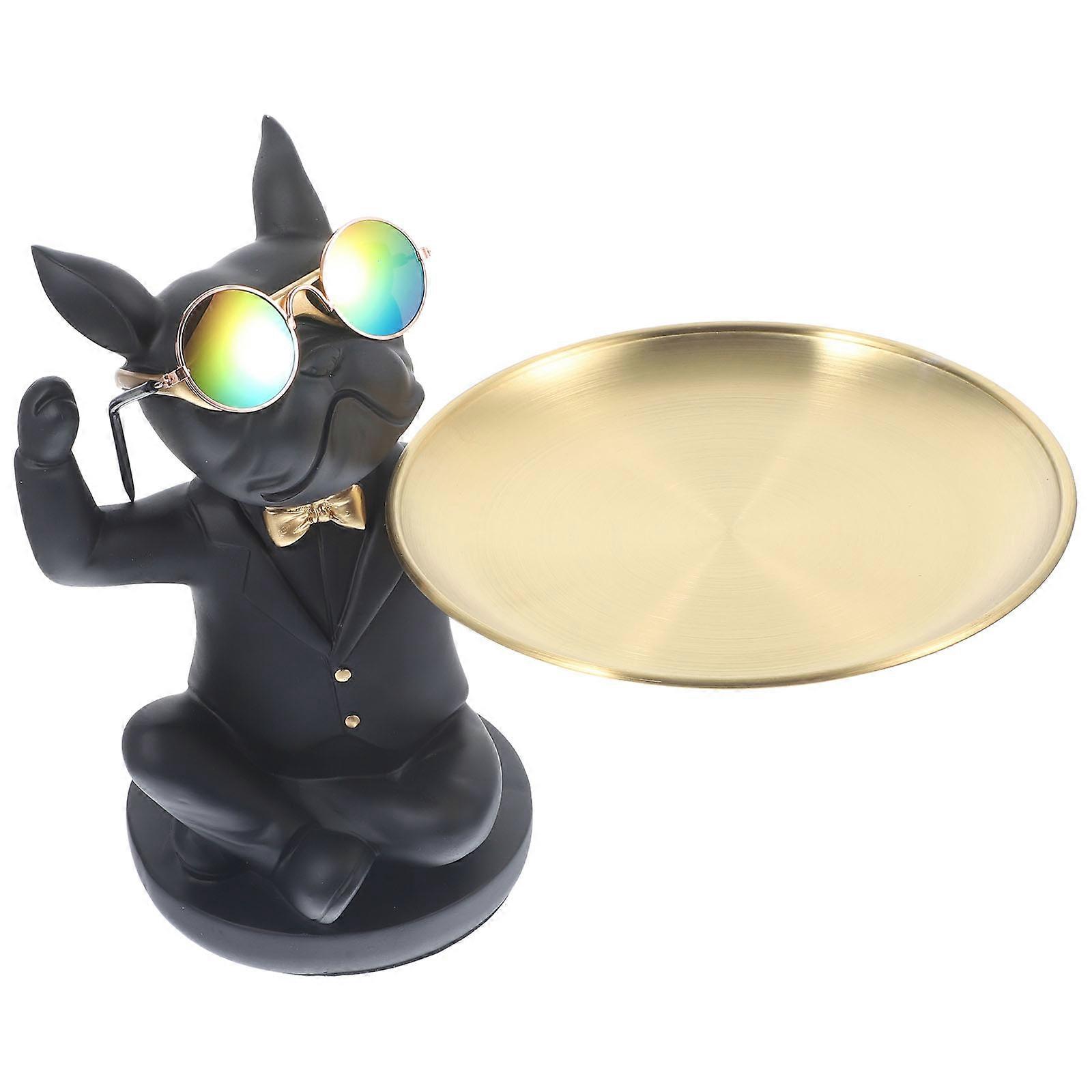 Creative Snack Tray Dog Figurine for Storage 2Pcs Desktop Serving Tray