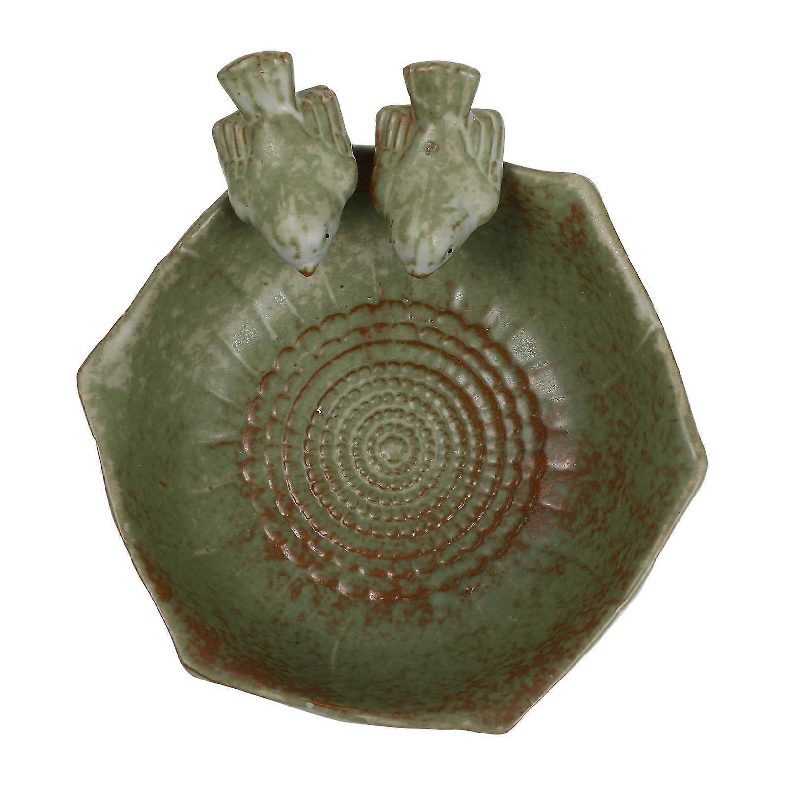 3Pcs Ceramic Bird Basin for Fruit Storage Creative Green Basins