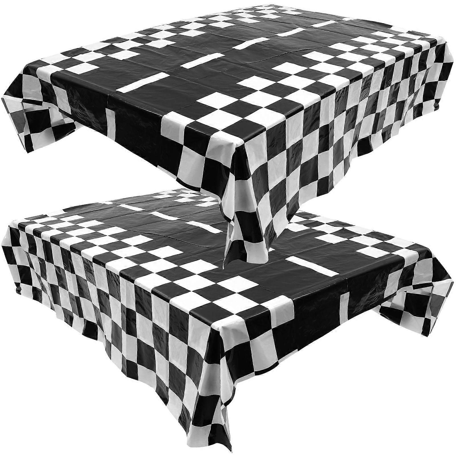 Rectangular Checkered Tablecloth Racing Tablecloth for Protection 2Pcs