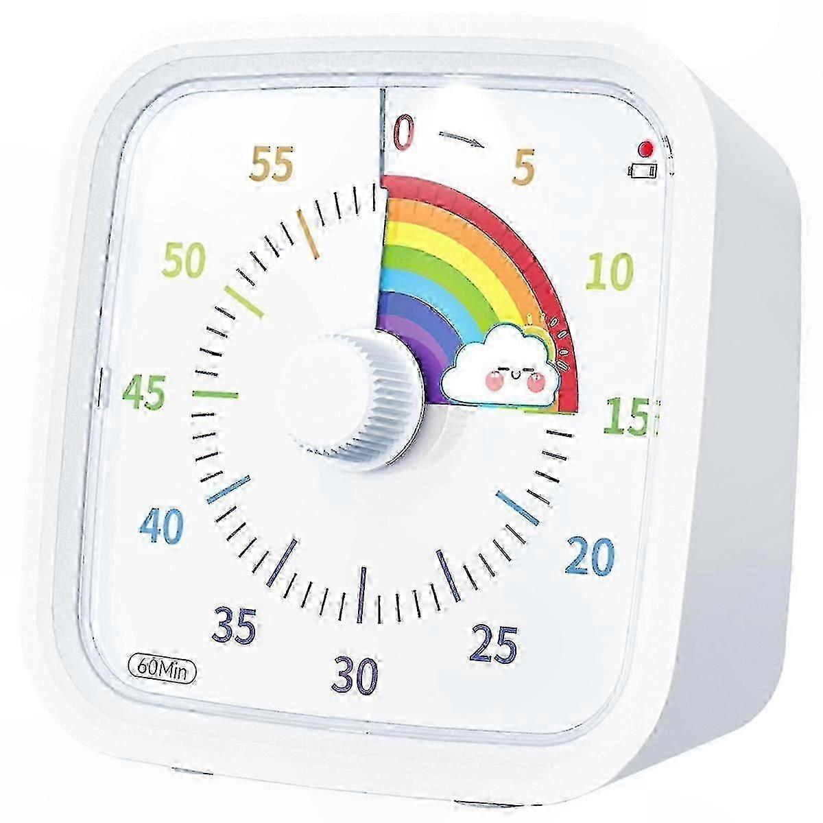 Visual Timer with Protective Cover, Rainbow Disk Countdown Tool, Silent Time Management Device for 60 Minutes