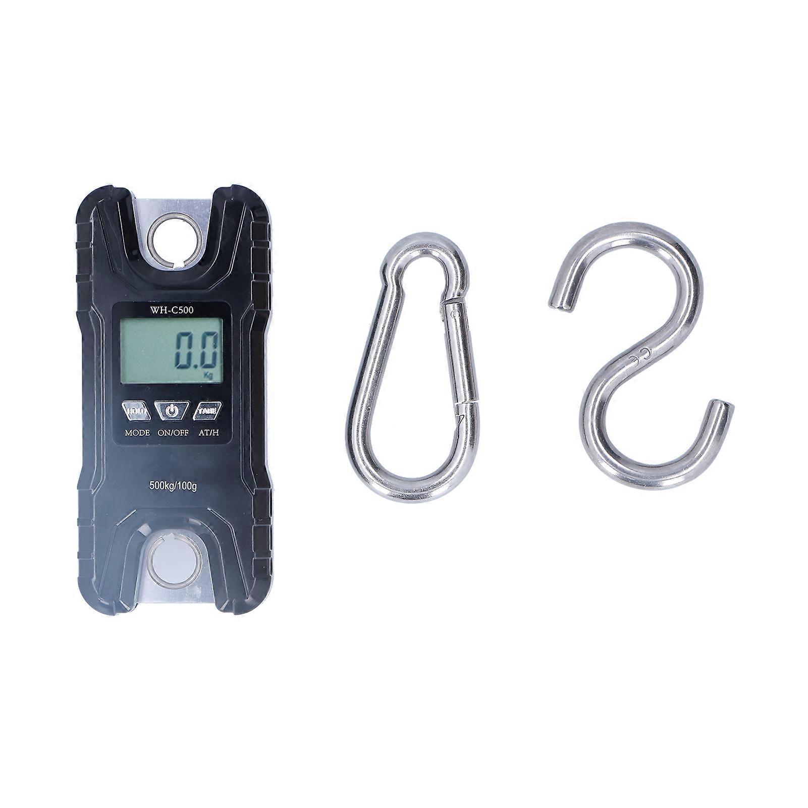 Portable Electronic Hanging Scale LCD Display with ABS Engineering Plastic Shell 500kgBlack