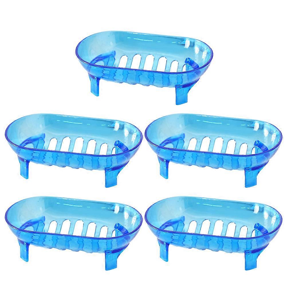 Creative Soap Dish Blue Plastic Soap Case for Storage 5Pcs