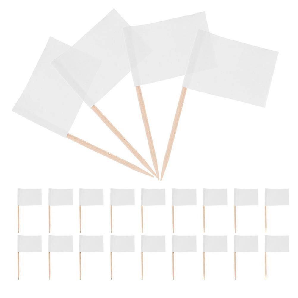 Egg Cake Decoration Flags White Toothpick Flags for Appetizer Use 200Pcs