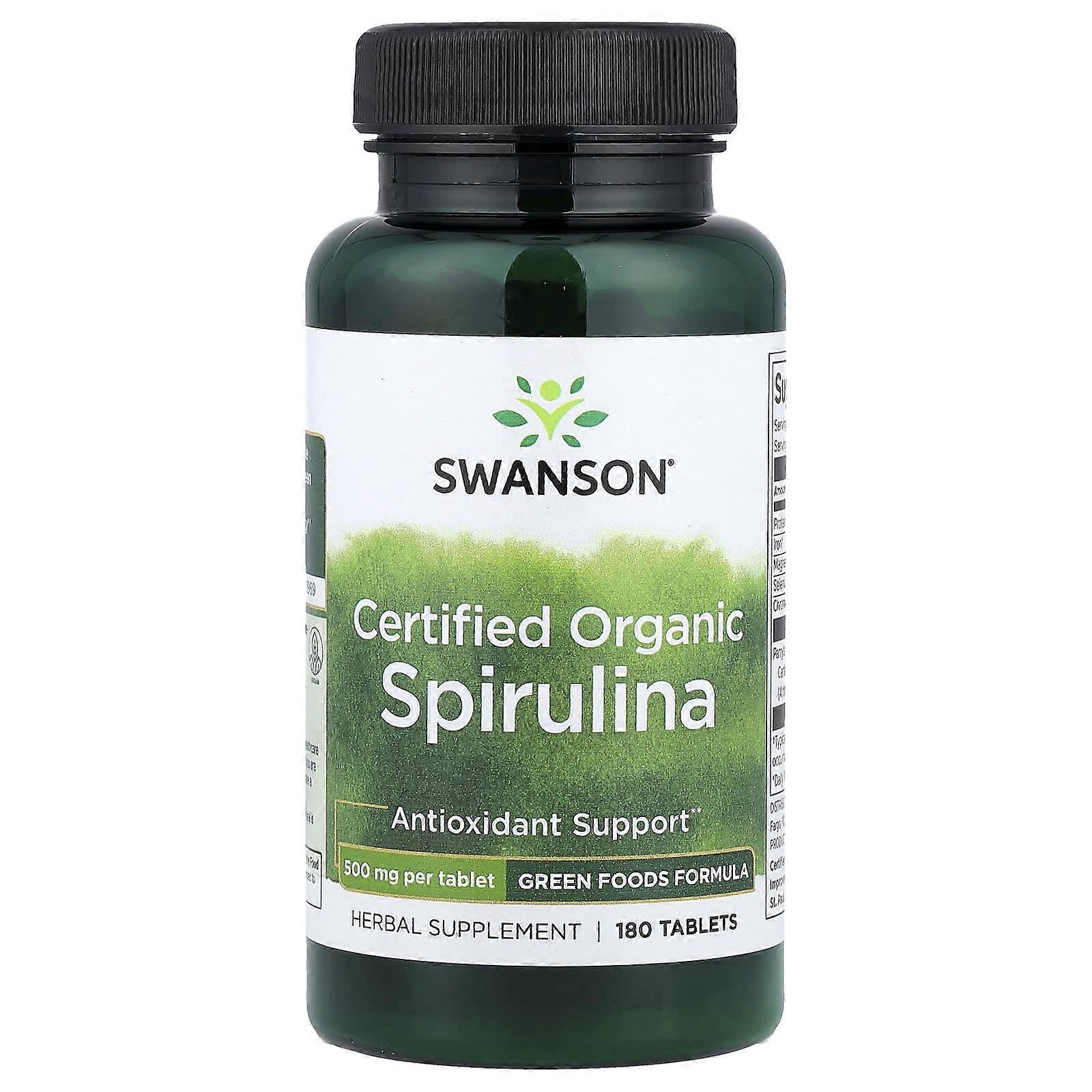 Swanson, Certified Organic Spirulina, 180 Tablets, 3-Pack
