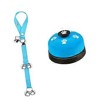 2PCS Pet Alerts Bells Rope And Push Button Alarm Training Doorbell Rope for Dog Potty Training And Interactively Playing  skyblue