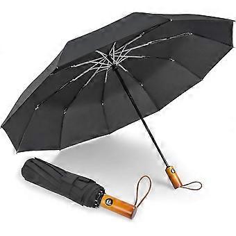 Compact Windproof Automatic Folding Umbrella, 10 Ribs, Auto Open Close, Portable Travel Rain Umbrella for Backpack