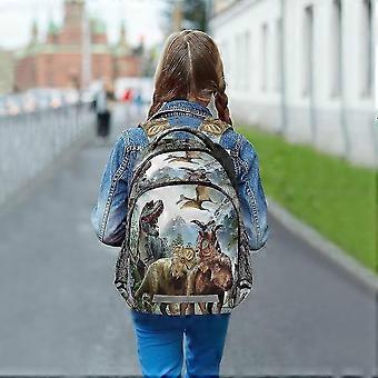 Meninos, meninas, estudantes do ensino fundamental e médio, bolsas escolares de dinossauros, bolsas escolares, animais fofos para crianças