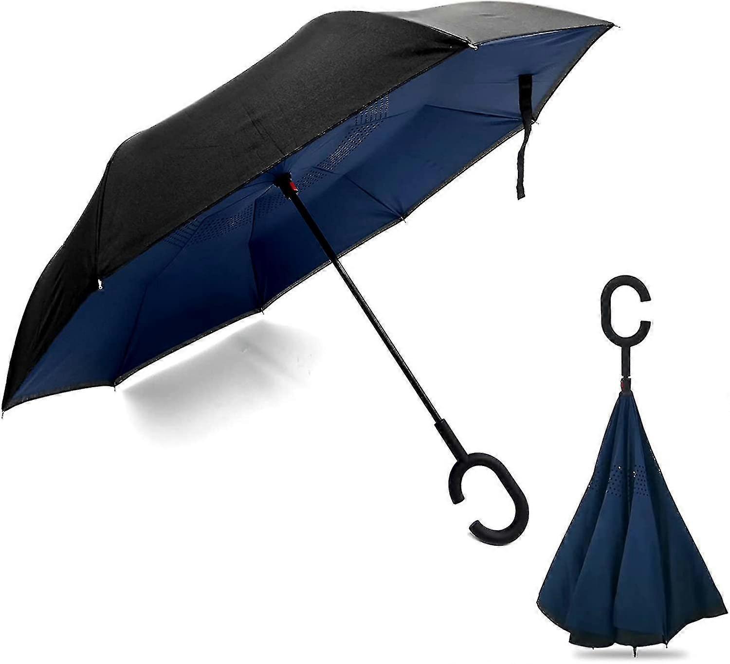 Double Layer Inverted Umbrella Windproof Travel Umbrella Compact Reverse Folding