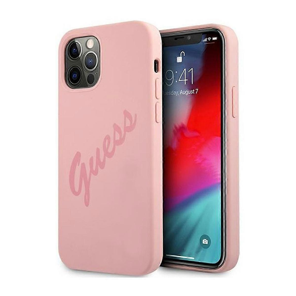 Guess Script Vintage Apple iPhone 12 Pro Max Pink Hard Case Cover Protective Case