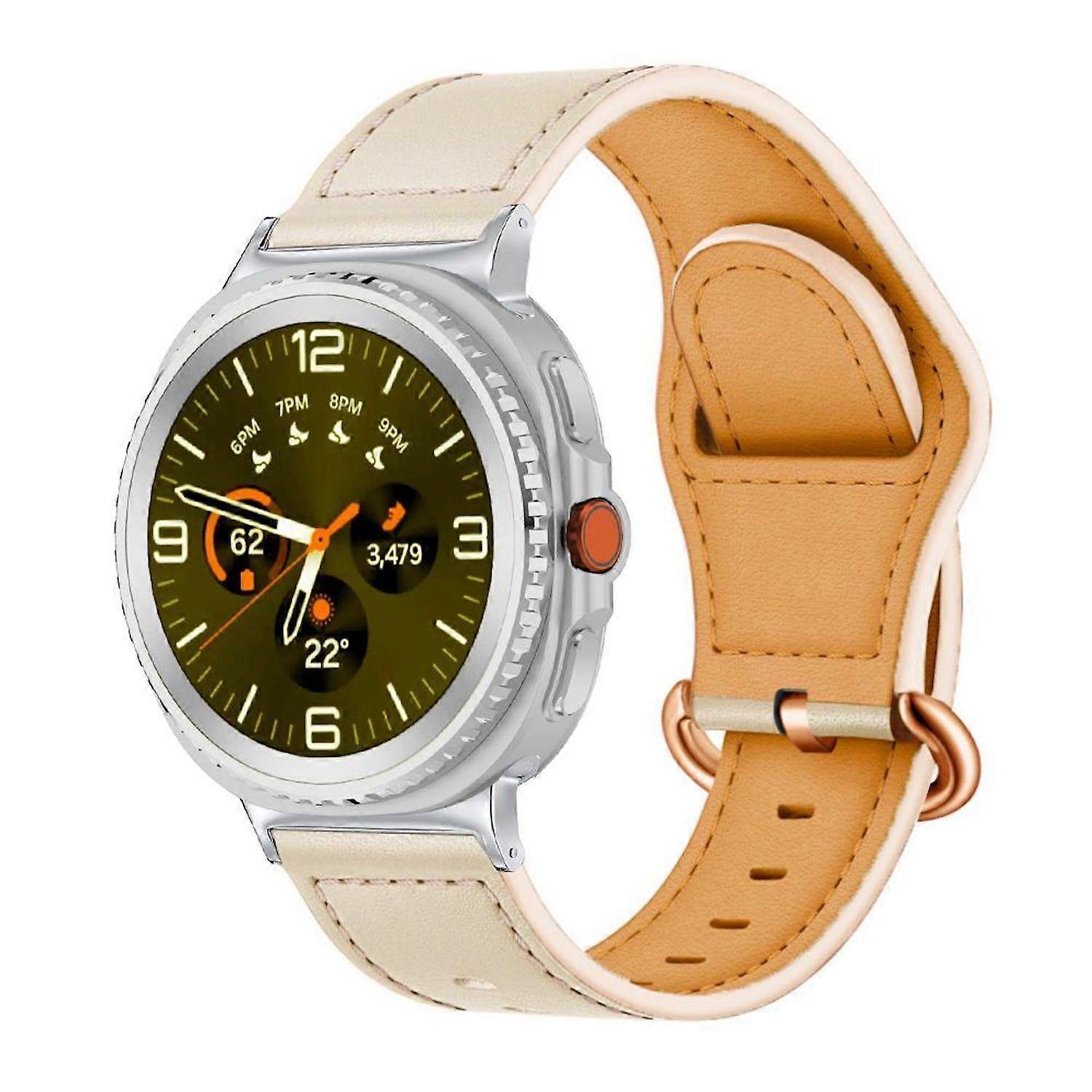 Genuine Leather Strap with Buckle for Samsung Galaxy Watch 8 / 8 Classic, Beige