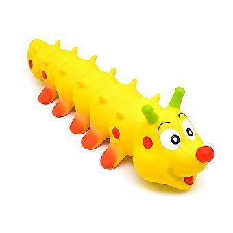 Yellow Insect Squeaky Dog Chew Toy, Natural Latex Rubber Teeth Cleaning Pet Toy for Medium Breed Dogs, 1 Pack No Battery