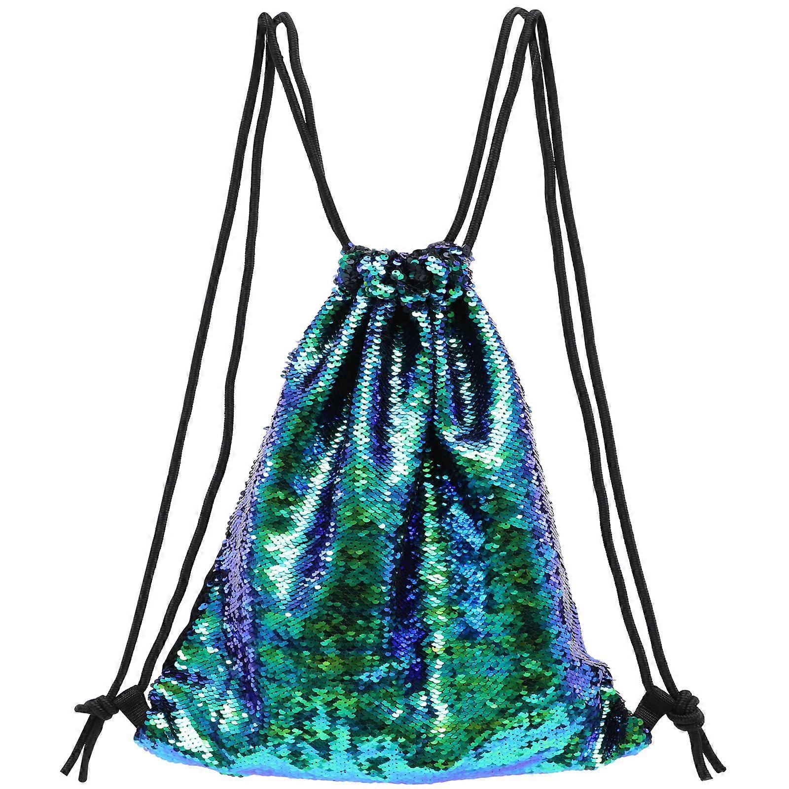 Sequin Drawstring Backpack Dance Bag (Green)
