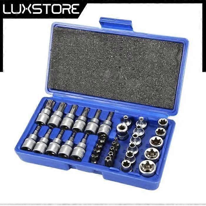LUXS Torx Nut Driver Tool 34PCS T-Profile Torx Socket Set Bit Set
