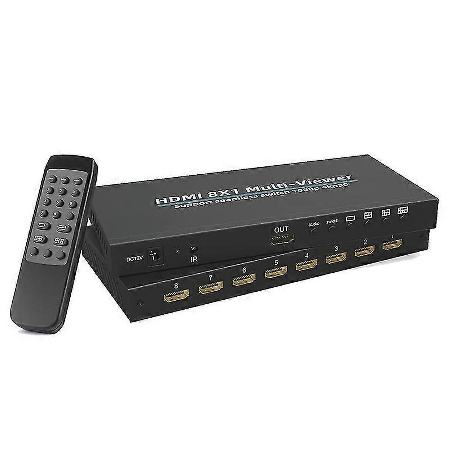 -Compatible Quad Multi Viewer Out -Compatible Switcher 1080P Seamless IR Control-EU Plug