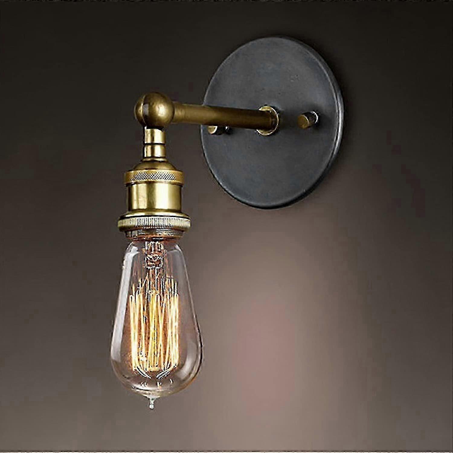 Retro Brass Wall Sconces Copper Head Adjustable Industrial E27 Socket for Restaurant Decor